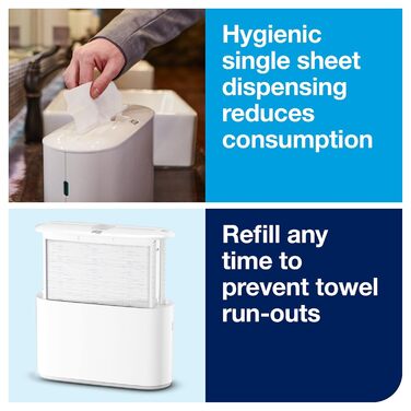 Tork Xpress Tabletop Dispenser for Multifold Paper Towels 552200, Elevation Design - H2 Table Paper Towel Dispenser for Folded Towels, single sheet dispensing, compact design, white, 21.8 x 32.3 x 11.6 cm