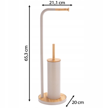 Стильний тримач для туалетного паперу з ергорегічним йоржиком для унітаза, бежевий бамбук та сталь