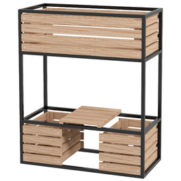 Outsunny Wooden Raised Garden Bed 2-Tier Flower Box with Storage Elevated Vegetable Bed with Interior Fleece Herb Bed Light Brown 83 x 39 x 100 cm