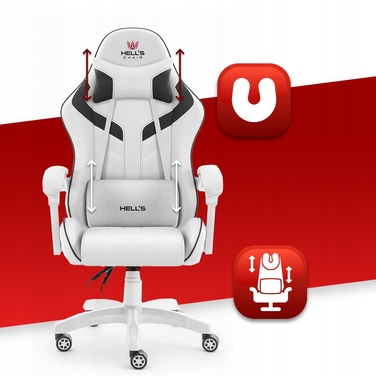Ігрове офісне крісло Hell's Chair HC-1007 2.0 White, екошкіра