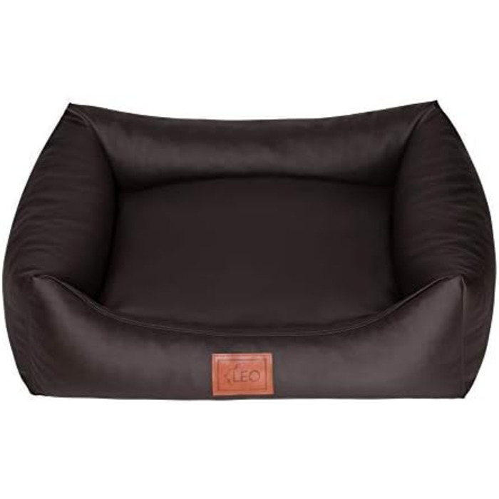 Софа для собак Leo4dog Natalie: м'яке ліжко-софа з штучної шкіри, 4 розміри (XL 115x90 см), темно-коричневий