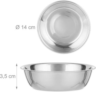 Підставка для корму Relaxdays для маленьких собак, 2 миски по 300 мл, піднята, бамбук та нержавіюча сталь, розміри: 9,5x34,5x18 см, колір: натуральний/сріблястий