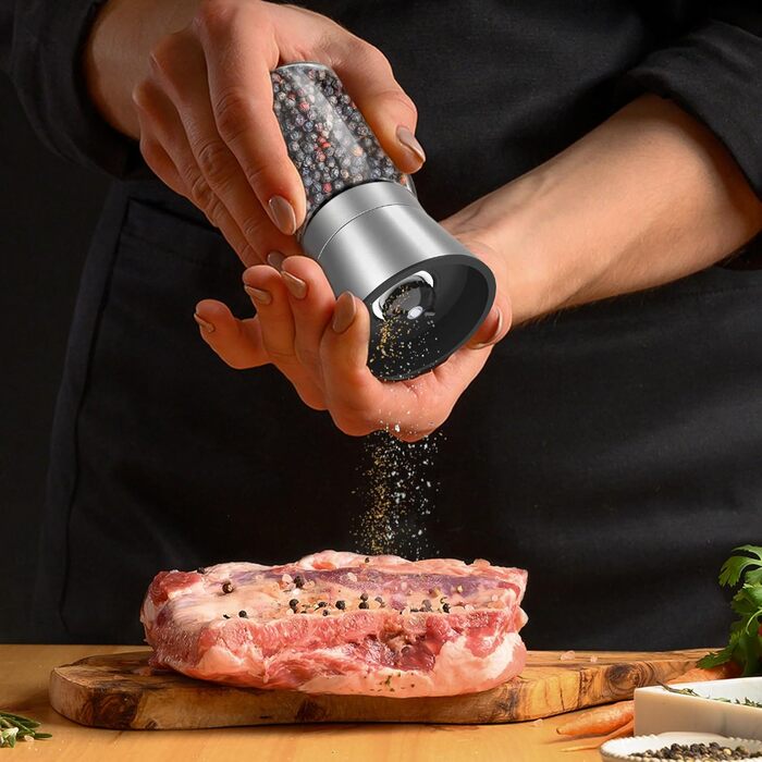 Набір меланець для солі та перцю KitchenBoss з керамічним жорном, з нержавіючої сталі, для солі, перцю, чилі (без наповнювача)