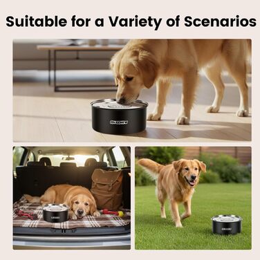 Миска для собак без облизування, нержавіюча сталь, 3L, чорна, з антиковзним дном, легко миється, для собак