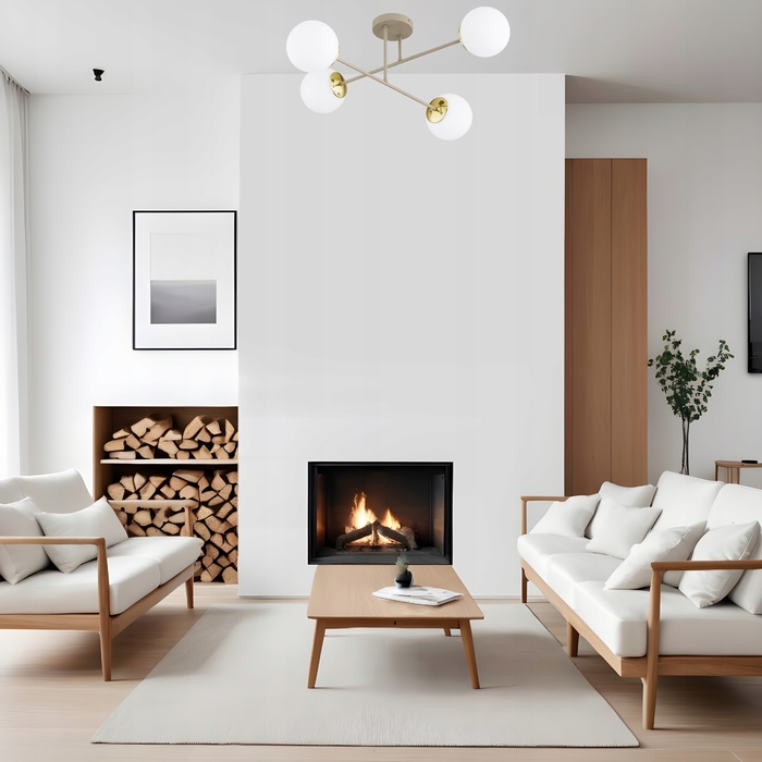 Стельовий світильник Milo Ecru бежевий, металевий, на 4 цоколі E27, 28x70 см