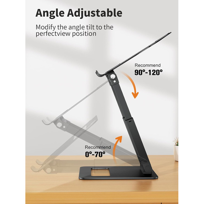 Adjustable Laptop Stand for Desk - Telescopic & Ergonomic Design - Fits 10-17 inch Laptops (Black)