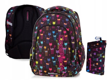 Багатовідсіковий шкільний рюкзак CoolPack, чорний/багатоколірний, 23 л