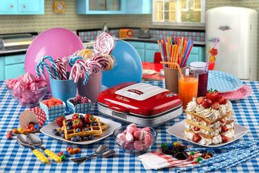 Ariete Party Time Waffle Maker - Non-Stick, 700W, Red