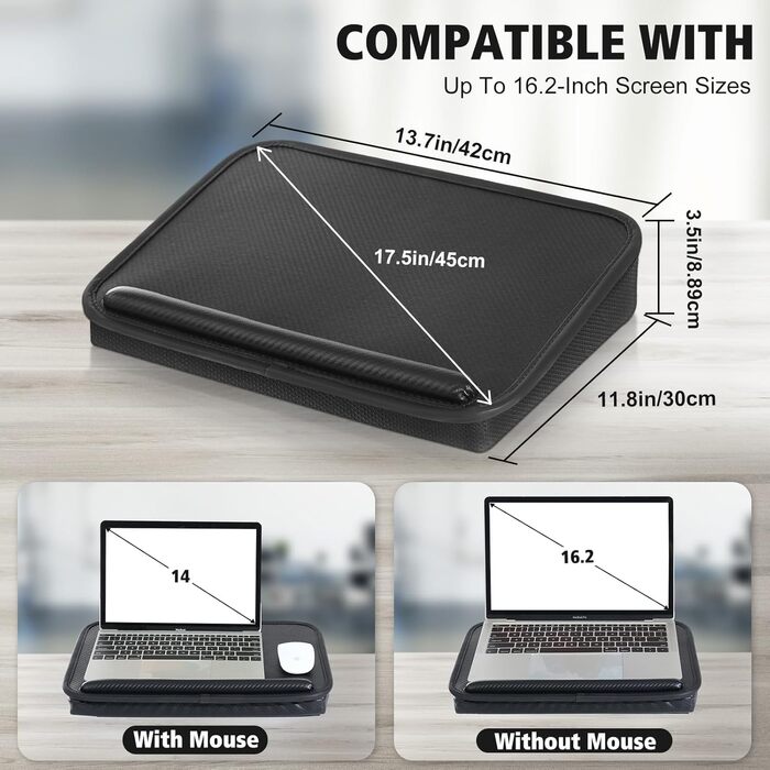 Підставка для ноутбука Lapdesk з подушкою, чорна - до 15.6 дюймів