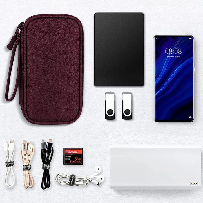 Органайзер для кабелів Skycase: кейс для аксесуарів, USB, Powerbank, SD-картки, червоний, 19 x 11 x 5.5 см