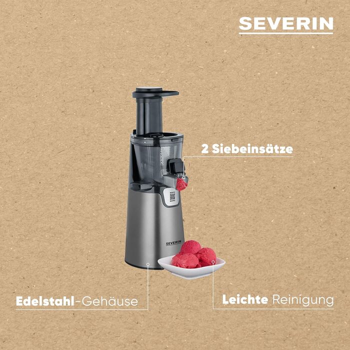 Електрична повільна соковижималка Severin для овочів та фруктів, Slow Juicer, 1.0 л