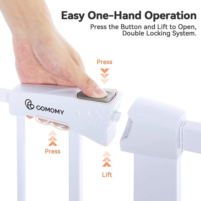 Захист для дверей COMOMY з люком для котів, 75-103см. Захист для собак та котів без свердління, автозакривання, розширюваний. Білий