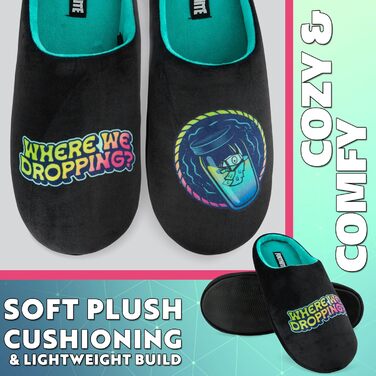 Тапочки Fortnite для дітей, розмір 32-42, чорні. Зі слизькою підошвою TPR, м'який фліс, Slip-On, подарунок для хлопчика