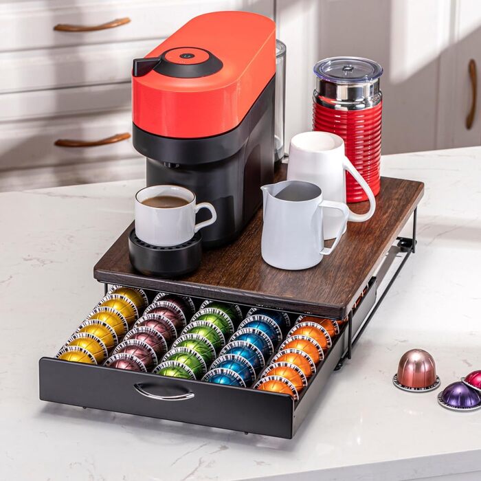 Підставка для капсул Nespresso Vertuo з дерев'яною кришкою - 50 капсул