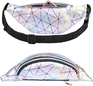 Flintronic Поясна сумка спортивна світловідбиваюча, металева водонепроникна, з відділенням для карт, для подорожей, хайкінгу, велоспорту, срібна (#2)