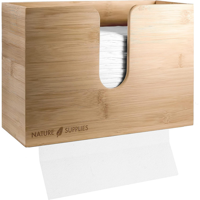 Nature Supplies Wooden Paper Towel Dispenser - Paper Towel Holder with Wall Mount or Tabletop Use, for C-, Z-, or Interfold-Folded Paper Towels