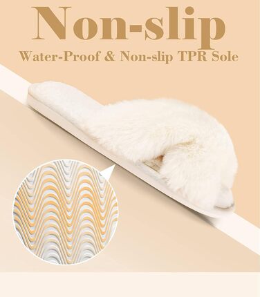 Тапочки жіночі Ankis з плюшу, теплі зимові, з перехресними ремінцями, з піною з пам'яті, відкриті пальці, жіночі пухнасті тапочки для дому та вулиці (білий, чорний, сірий, рожевий, верблюжий) 36/37 EU Білий