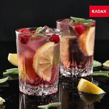 KADAX Drinking Glasses Set of 6, made of high-quality glass, water glasses, thick-walled juice glasses, ribbed glasses for water, drinks, juice, party, cocktail glasses, beverage glasses (tall, 245ml)