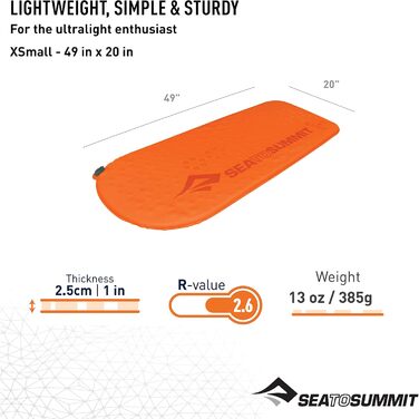 Каремат туристичний Sea to Summit Ultralight Self Inflating Delta Core-V помаранчевий, X-Small