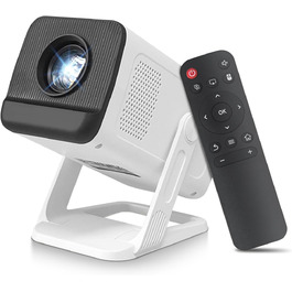 Портативний проєктор ZDSSY Beamer 4K з Wi-Fi 6 та Bluetooth 5.4: міні проєктор для домашнього кіно, автоматичне коригування та ручне фокусування, сумісний з PC/TV Stick/USB/PS5 (білий)