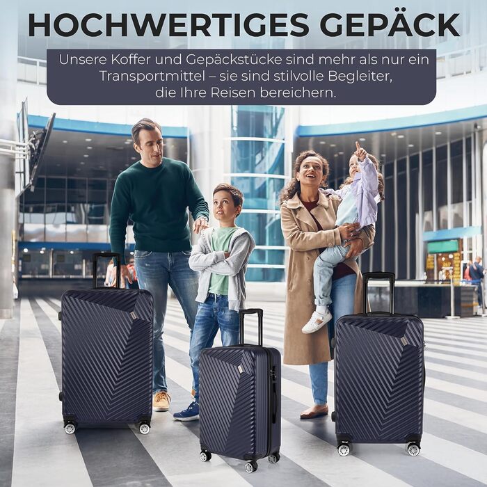 Набір валіз xRace 3-частинний ABS, 20/24/28 дюймів, ручна поклажа, TSA замок, 360° колеса, стійкий до ударів, з преміум підкладкою (Морська блакить)