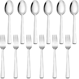 Набір столових приборів Herogo на 6 осіб (36 предметів) з нержавіючої сталі. Включає виделки, ножі, ложки, спеціальні ножі для стейку. Підходить для дому та ресторану, миється в посудомийній машині. Квадратний дизайн.