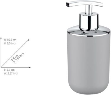 Дозатор для мила WENKO Brasil Grau - 0.32 л, сірий, пластик (TPE), 7.3 x 16.5 x 9 см