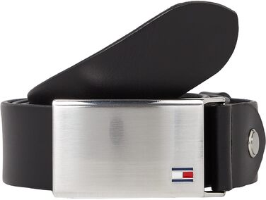 Чоловічий шкіряний ремінь Tommy Hilfiger TH Plaque Belt 3.5, чорний