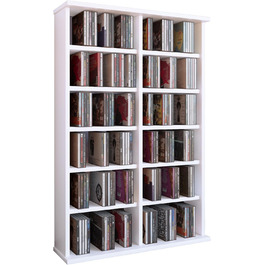 Дерев'яна стійка VCM Ronul для CD/DVD, біла, на 300 CD або 130 DVD, 92x60x18 см, елегантний органайзер для Blu-ray, відео, дисків