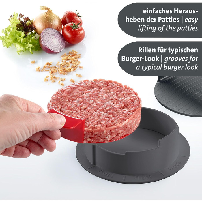 Westmark Hamburgermaker VARIO PLUS – прес для бургерів з регулюванням розміру, ABS, Ø 11 см