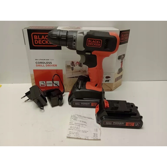 Акумуляторний шуруповерт Black+Decker 18 В BCD001C2-QW