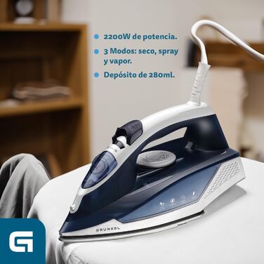 Парова праска Grunkel PL-22NS 2200 Вт з антипригарною підошвою. 3 режими, захист від протікання та регулювання подачі пари. Чорний колір
