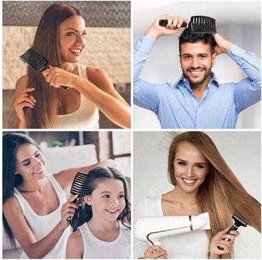 Набір з 3 шт. щіток для волосся з щетиною дикого кабана, розподіляють олію, випрямляють волосся, дихають та прискорюють сушку. Кольори: червоний, рожевий, чорний