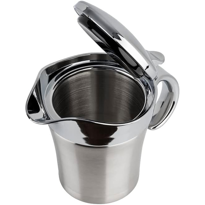 Double-walled insulated saucepans, 19 x 12.5 x 13 cm, 0.4 ltr & high-quality stainless steel saucepan, Christmas dinner, gravy/dessert sauce, tableware, for 250 ml, 16 x 7.5 cm, H: 9 cm