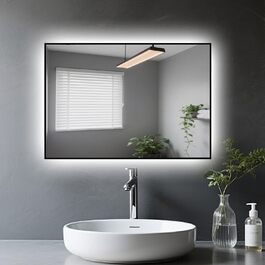 LED дзеркало для ванної кімнати з підсвічуванням 45x65 см, водонепроникне IP54, холодне біле світло 6500K, прямокутне, енергозберігаюче, біле