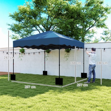 Outsunny Gazebo approx. 3x3m, water-resistant, stable, winter-proof, pop-up folding gazebo with UV protection 50+, foldable party tent, garden tent with carry bag, garden gazebo for camping and garden, Dark Blue | Aosom