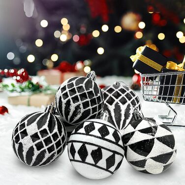 30 шт. прикрас на ялинку: блакитні та чорні ялинкові кулі, 6 см, ручної роботи, з петелькою для ялинки