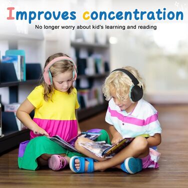 Захист вух для дітей: навушники від шуму для дітей з аутизмом, пасивний захист вух для школярів, регульовані навушники для концертів (чорний)