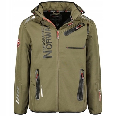 Чоловіча куртка софтшелл Geographical Norway з каптуром, водонепроникна, зелена, розмір L