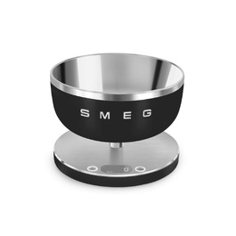 Цифрові кухонні ваги Smeg KSC01BLMWW зі знімною чашею з нержавіючої сталі, функція тари, 4 одиниці вимірювання, до 5 кг, чорні