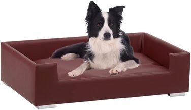 Софа для собак Candy | Лягу для собак, диван для максимального комфорту | М'яка подушка для собак з бортиком, ідеально як переноска для собак | Корзина та ліжко для собак маленьких порід (Бордовий)