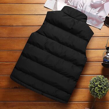 Чоловіча пухова жилетка для активного відпочинку, тепла степкова жилетка Oversized з кишенями, чорна, 4XL