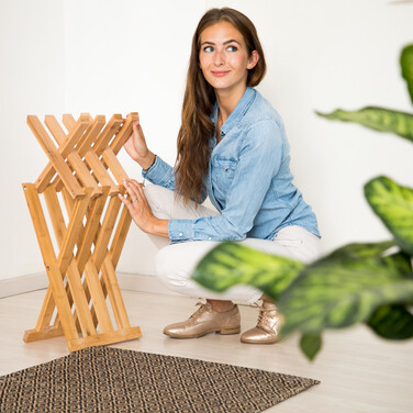 Relaxdays Bamboo Folding Stool