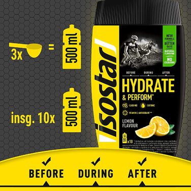 Isostar Hydrate & Perform - Lemon - 2x400g Powder | 2-Pack + Original 1000ml Drink Bottle