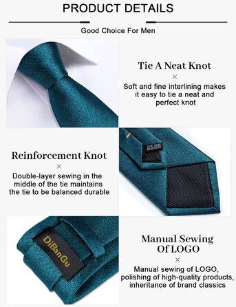 Мужской шелковый галстук і нагрудний платок DiBanGu: комплект для ділового стилю (01 Turquoise)