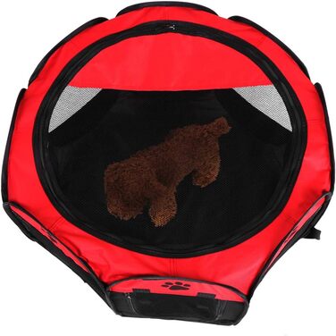 Клітка-загон для тварин, 8-панельна сітка, портативна огорожа для собак/кішок/кроликів, 68x45 см (Червона)