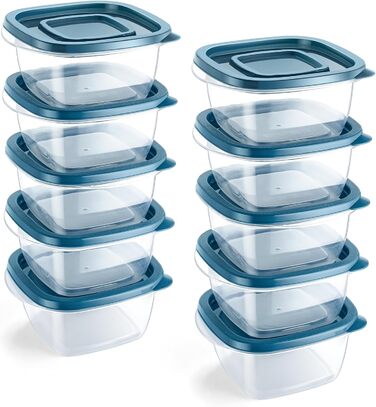 Контейнери для їжі EFISH 20 шт. з кришкою, прямокутні, пластикові, 500 мл та 300 мл. Набір для зберігання продуктів, школи, роботи та подорожей