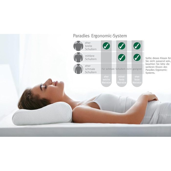 Ортопедична подушка для шиї PARADIES reVita Vario-Ergonomic 40x80 см, сертифікат IGR, ергономічна, м'яка зона, висота 13 см