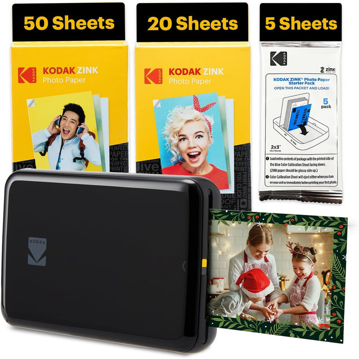 KODAK Step: Мобільний принтер для фотографій, Bluetooth, iOS & Android, 75 листів, білий