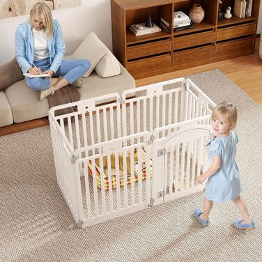 Льоток для цуценят COSTWAY з 6 панелей, білий, 80 см, для дому та вулиці